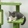Multi-Level Cat Tree with Hammock, Scratching Post, Ball and Decorative Leaves, 49x49x142 cm, Green
