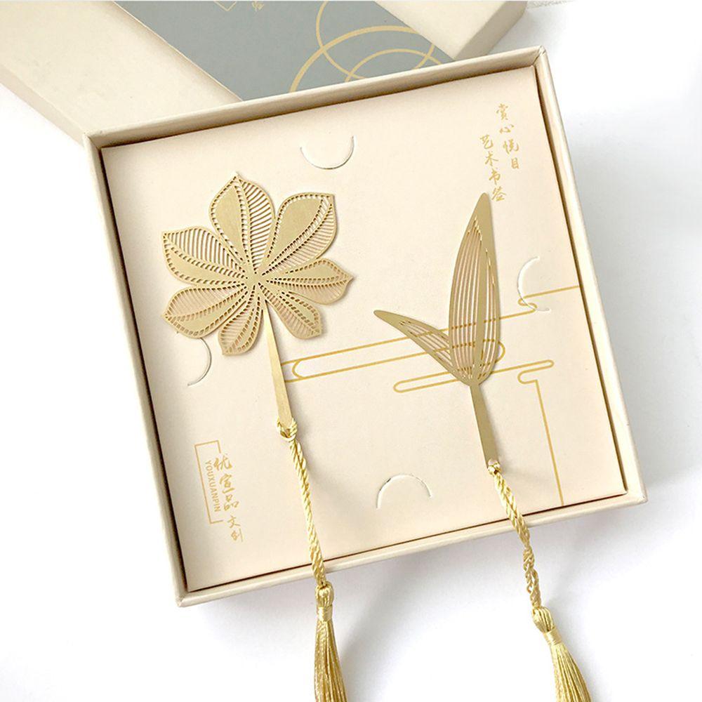 School Stationery Student Gifts Leaf Metal Bookmark Reading Mark Books Accessories Brass Book Clip