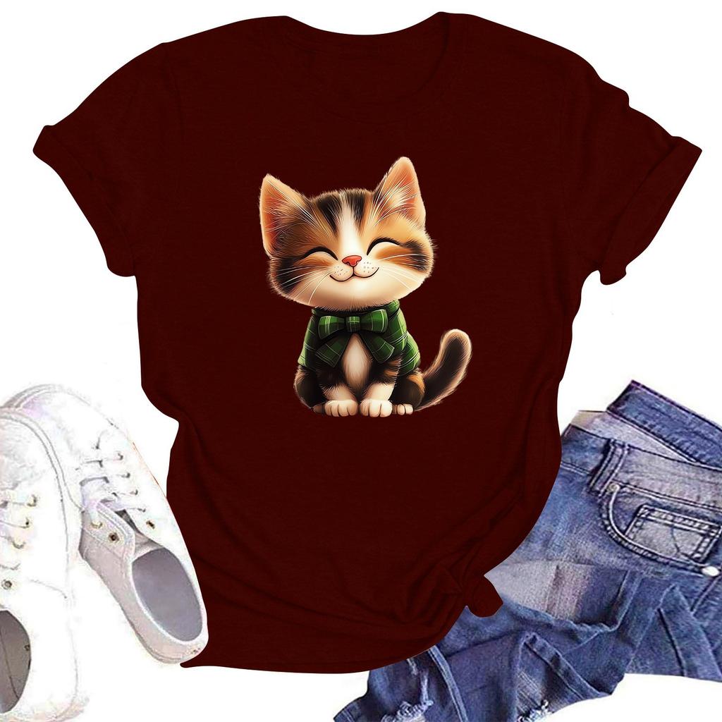 Женская модная футболка с круглым вырезом и коротким рукавом, пуловер