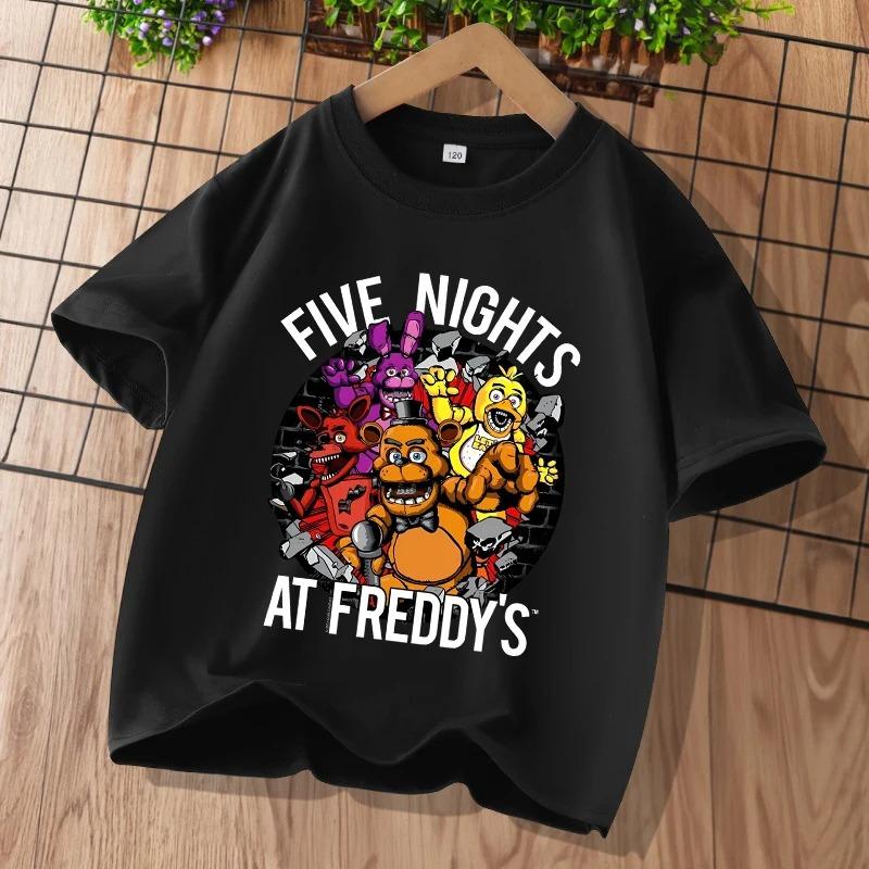 Новые детские футболки Five Nights At Freddys FNAF с мультяшным принтом Детские повседневные спортивные топы с короткими рукавами Детская одежда