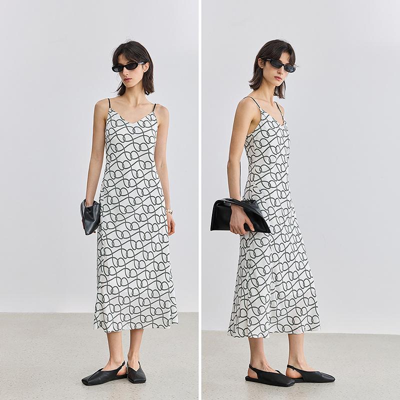 LILY Retro Old Flower Slant Cut Dress for Women