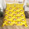Cute Monkey Bedding Set Full Twin Cartoon Banana Stars Duvet Cover Tropical Wild Animal Fruit Comforter Cover Yellow Quilt Cover