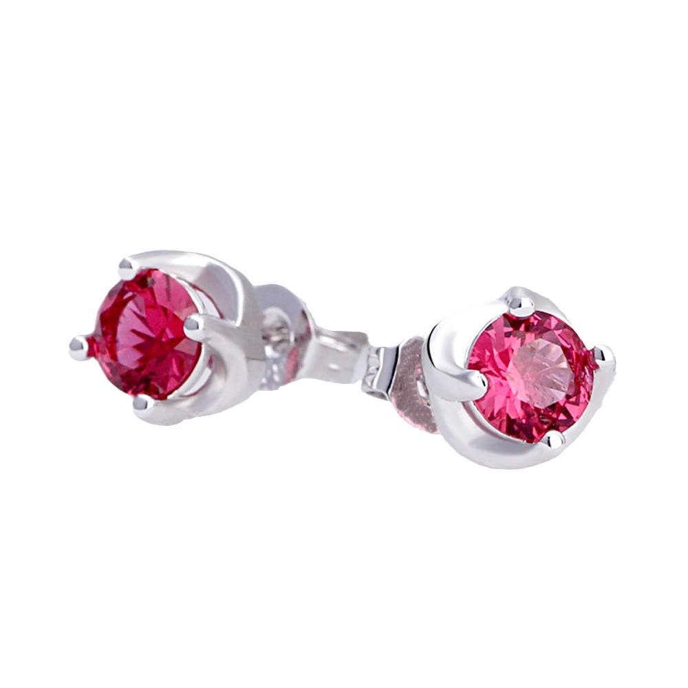 Korean-Inspired Temperament Red Zircon Silver-Plated Earrings for Women
