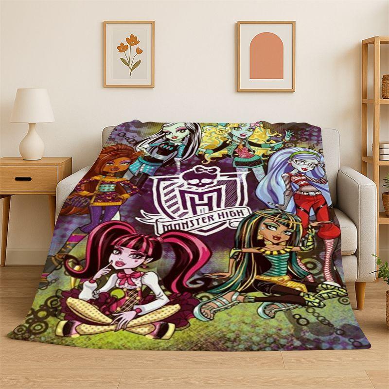 Мультяшное одеяло Monster High Draculaura Вампир, мягкое фланелевое плед, уютное одеяло для кровати, дивана, дивана, спальни, гостиной, пикника