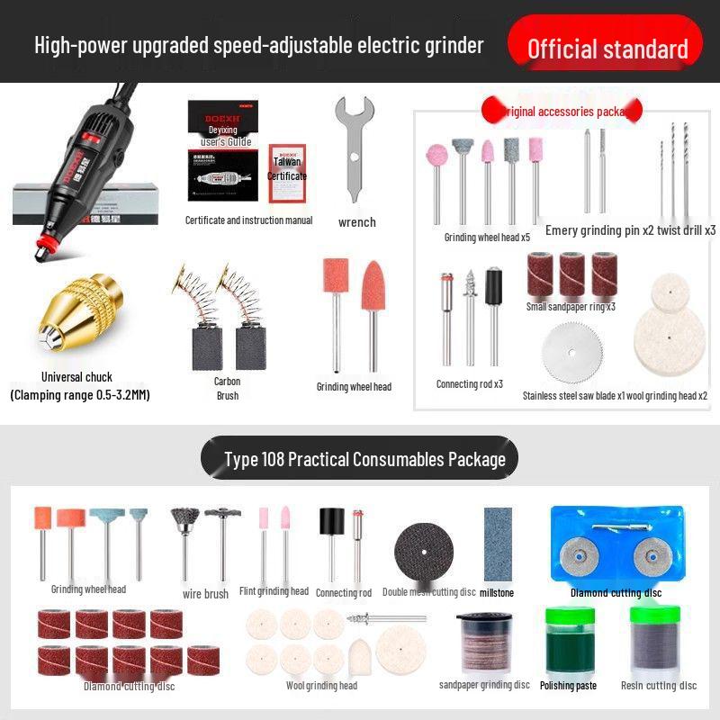 Мощная электрическая ручная шлифовальная машина и полировальная машина: Инструмент для удаления ржавчины, зачистки заусенцев, гравировки и полировки