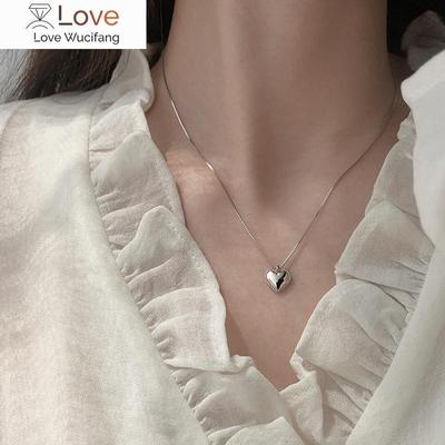 925 пробы серебряное ожерелье Love для женщин простая цепочка в форме сердца женская ниша ключичная цепочка ювелирные изделия