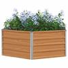 Raised Garden Bed for Outdoor Use Wood Look Finish 129 x 129 x 45 cm Galvanized Steel