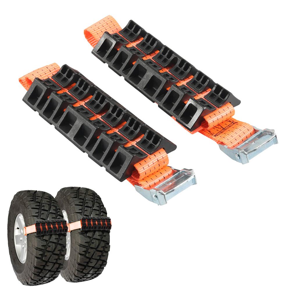 2 PCS Tire Traction Device Emergency Snow Mud Sand Car Tire Traction Blocks Anti-Skid Tire Straps for Off Road Trucks