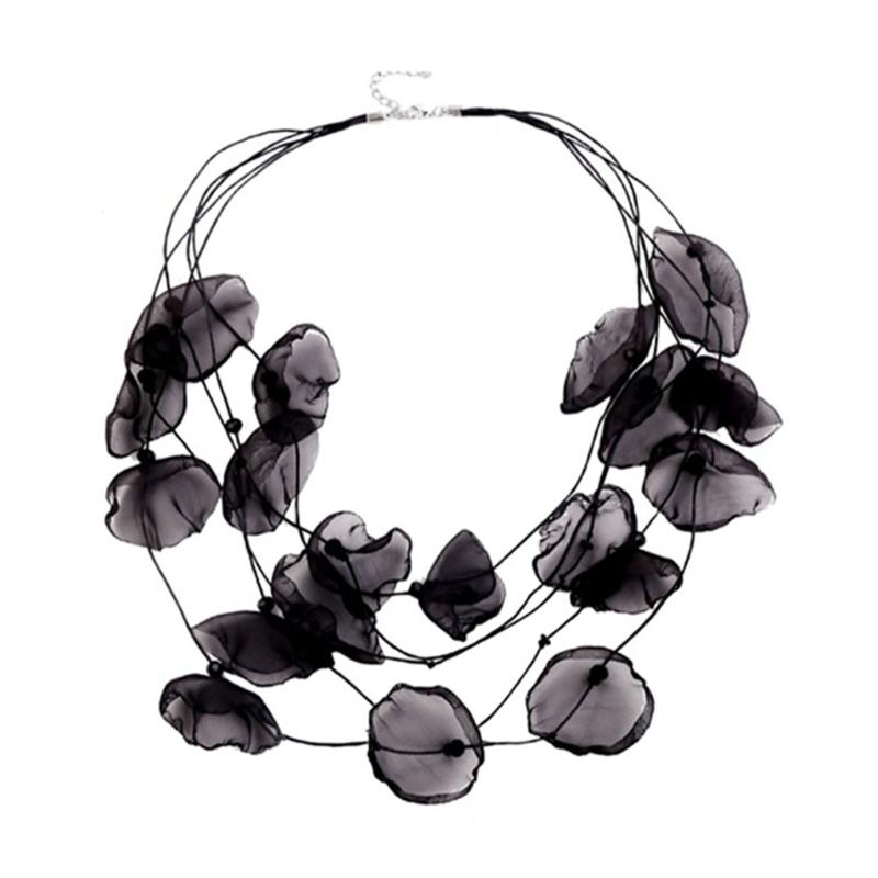 Ожерелье с преувеличенным темпераментом, многослойное, кружевной цветок, марля, художественный лепесток, для женщин, тканевая цветочная деталь, чокер