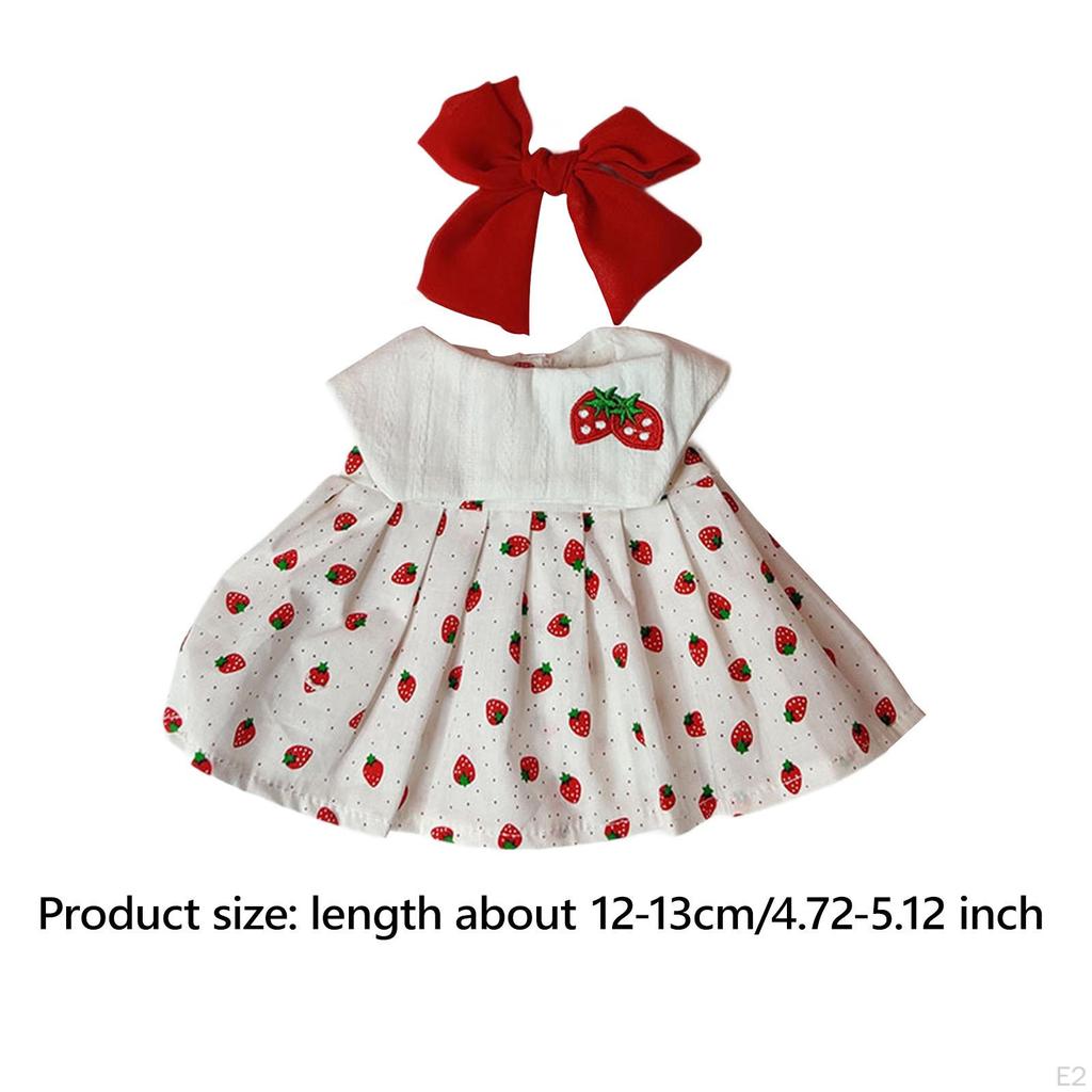 Платье для кукол «Клубника» и заколка-бантик, аксессуары для одежды ручной работы, повседневные наряды для девочек ростом 38 см