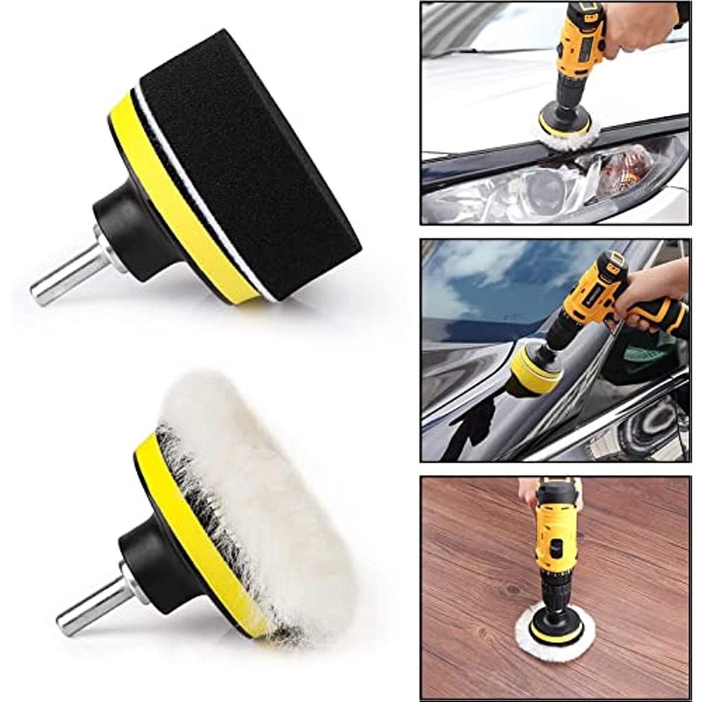 Комплект полировальных подушечек для авто. 3-дюймовая полировальная подушечка. 10 шт. Набор полировальных подушечек. Комплект полировальных подушечек для автомобильного буфера. Набор для полировки сверл с адаптером для сверла для полировки автомобиля.