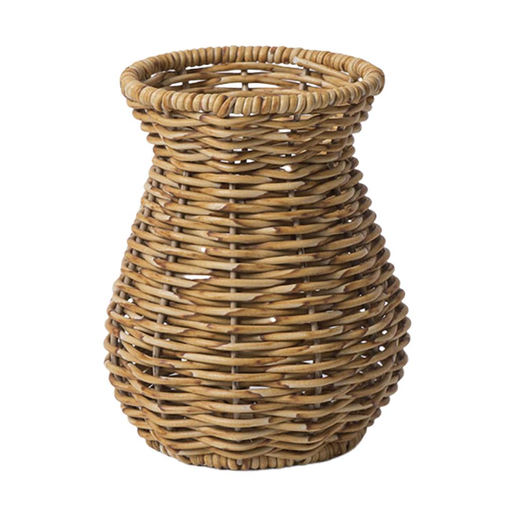 Handwoven Dried Flower Holder Rattan Effect Chic Flower Pot for Pampas Grass & Artificial Flowers