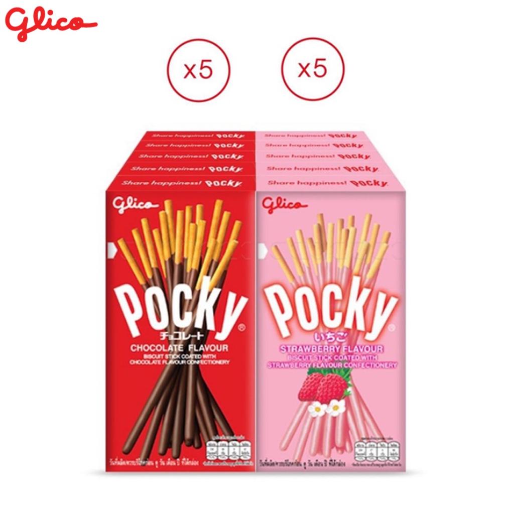 Набор Glico Pocky Duo Happiness, бисквитные палочки, покрытые шоколадом и клубникой, всего 10 шт. - Тайская закуска