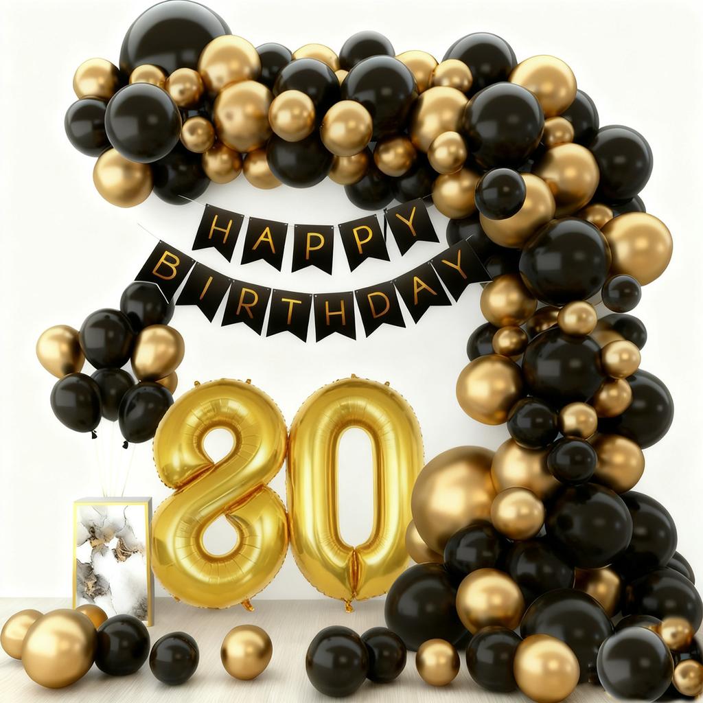 Birthday Theme Party Event Arrangement Black Gold Balloon Chain Set 18Th Birthday Flag Balloon Set