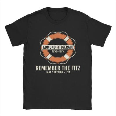 Мужская футболка Edmund Fitzgerald Crazy Чистый хлопок Короткий рукав Футболки с изображением Большого корабля Круглый вырез Одежда Печатная