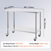 SucceBuy Stainless Steel Work Table with Wheels 3 Adjustable Height Levels Heavy Duty Food Prep Worktable for Commercial Kitchen