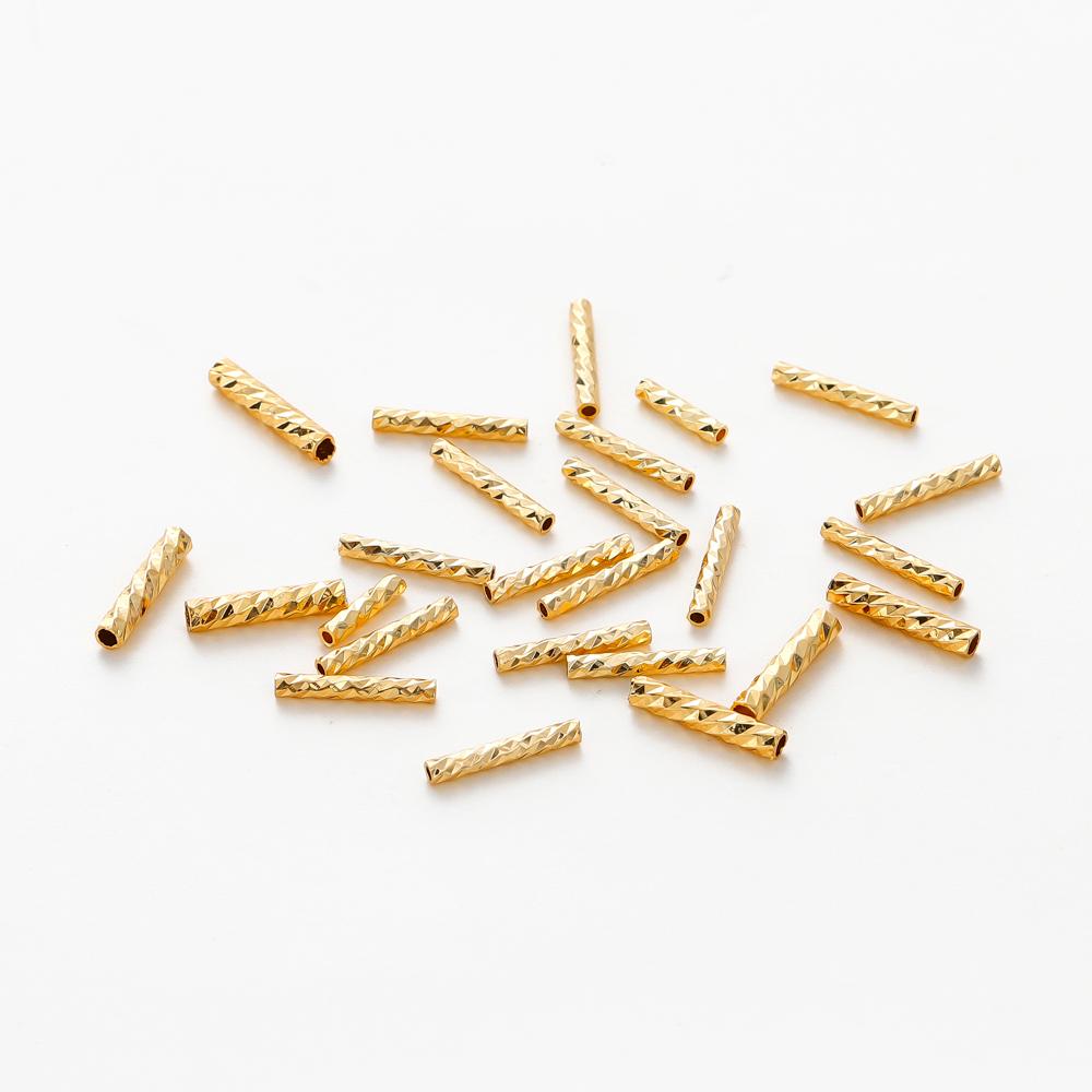 100pcs 7MM 10MM 14K 18K Gold Plated Brass Straight Tube for Bracelet Making StripeTubes Jewelry Supplies Diy Accessories