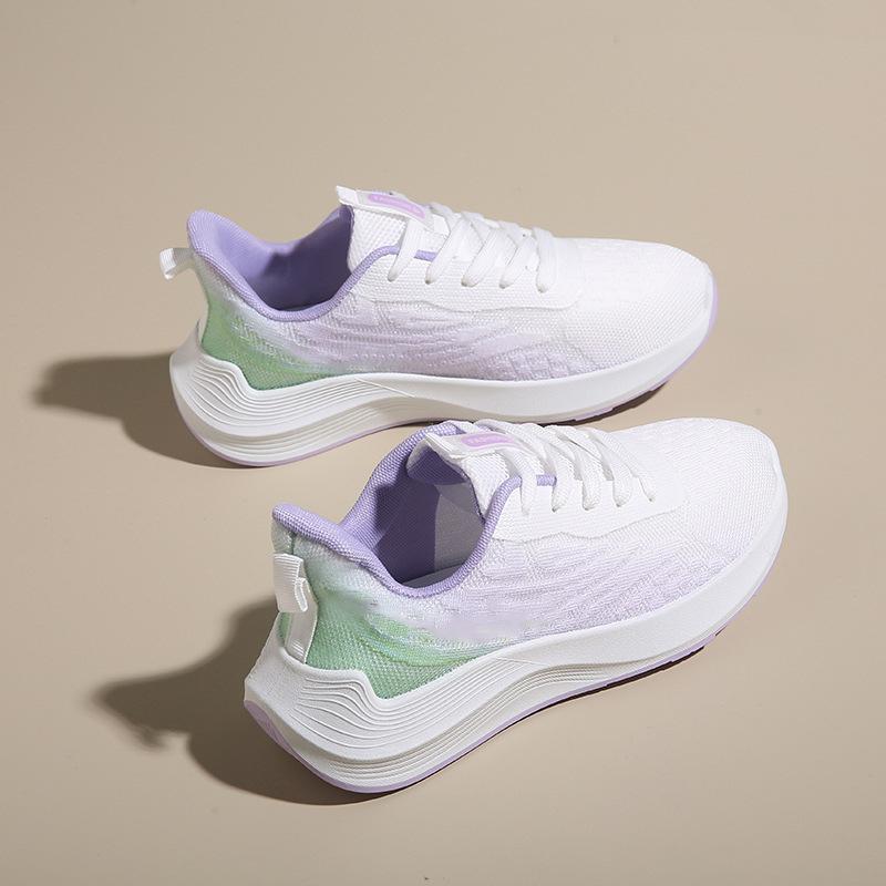 Fashion Lightweight Soft-soled Sneakers Women's Spring New Lightweight Military Training Running Shoes Women's Flying Woven Breathable Women's Shoes
