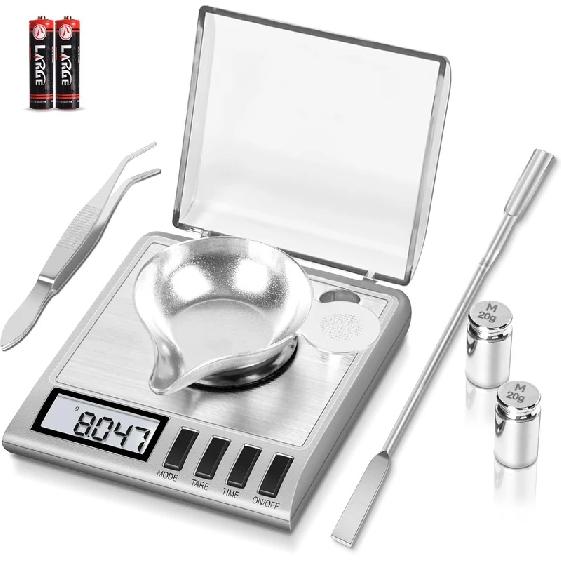 Milligram Scale, 50g/0.001g Digital Milligram Scale with Calibration Weights Jewelry and Gem Scale Mg Scale for Reloading