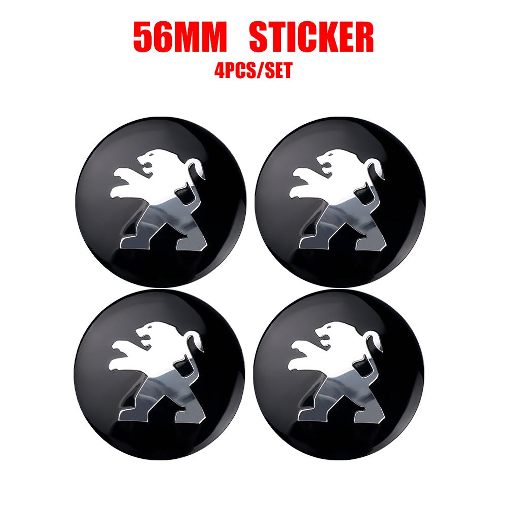 2026 Hot Car Sticker Car Styling 4pc 56mm Wheel Center Hub Cap Sticker Auto Decoration Decals For Peugeot 206 207 208 306 307 30