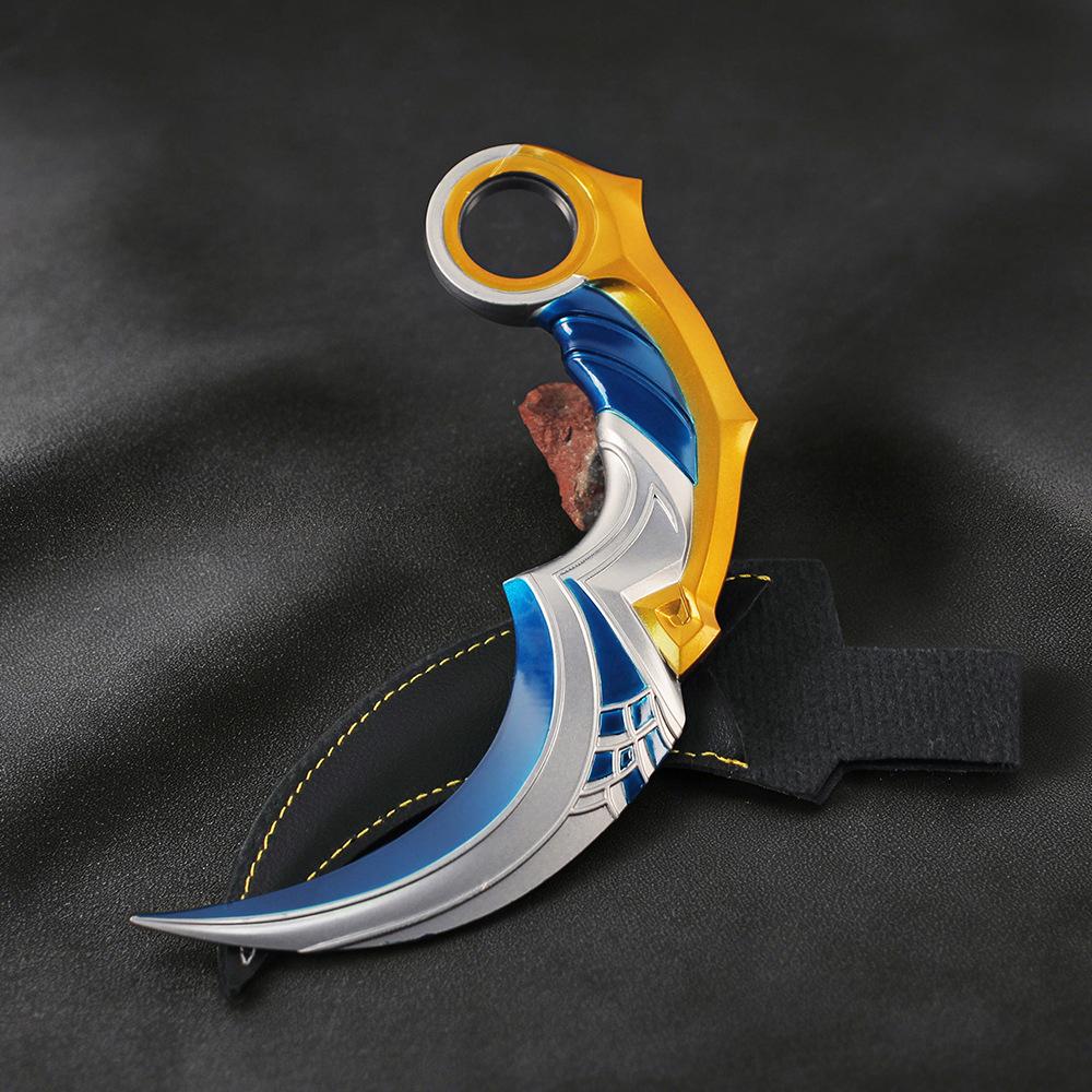 Модель-игрушка Кинжал-кармбит Valorant Celestial Shadow 16 см 6,3 дюйма Металлический Неострый Вращающийся Коллекционная копия с ножнами