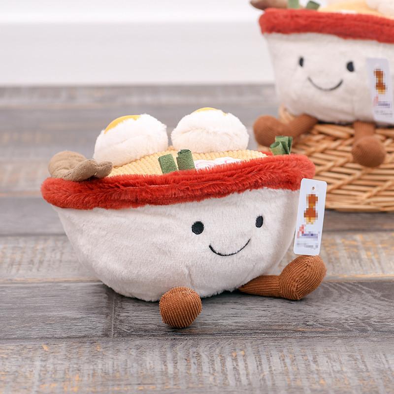 Creative Expression Smile Lamian Noodles Bowl Plush Doll For Room Decoration