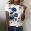 Летние женские футболки с 3D-принтом цветов, модные футболки с круглым вырезом и коротким рукавом, топы оверсайз, женская одежда Y2k, милая футболка