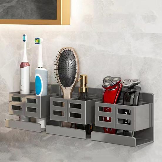 Полка для хранения в ванной комнате, настенная, без перфоратора, водонепроницаемый дренаж, большая несущая способность, расческа для зубных щеток, косметический фен, стойка-органайзер