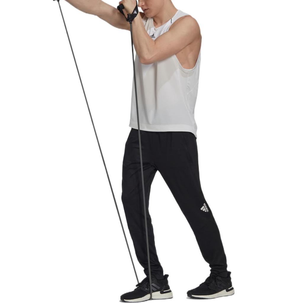 Adidas Однотонные спортивные брюки для фитнеса с принтом логотипа, мужские, черные HL8771