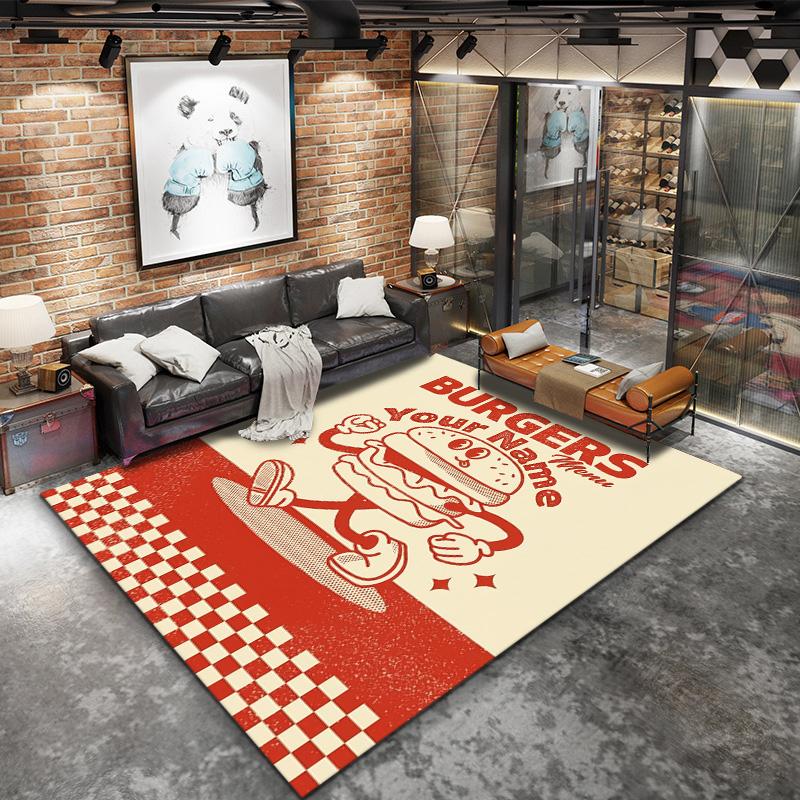 Burger Run Menu Custom Name Carpet Rug For Living Room Bedroom Home Sofa Decoration Kids Play Nonslip Floor Mat