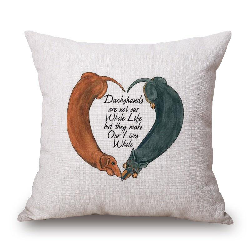 Чехлы для подушек с изображением таксы, картина с изображением собаки-колбаски, декоративные чехлы из хлопка и льна для спальни, дивана, украшения для дома 45X45 см