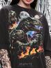 T-Rex Tyrannosaurus Rex Dinosaur Lover Prehistoric Comfort Colors® Tshirt, Galaxy Space Moon Volcano Fire 90s Retro Bootleg Sci-Fi Tee