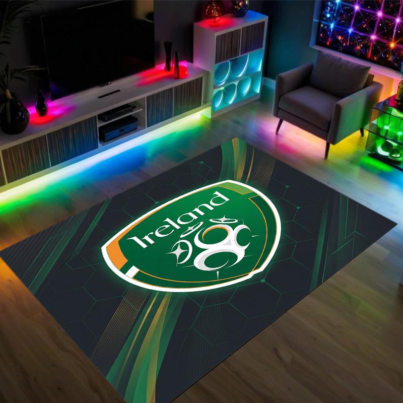 Ireland Rugby Design Crystal Velvet Carpet Cozy Non?Slip Printed Rug For Bedroom Living Room Entrance