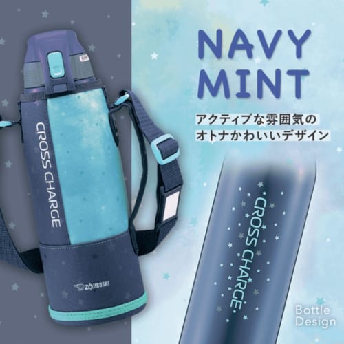 ZOJIRUSHI Zojirushi Water Bottle Direct Drinking Sports Type Stainless Steel Cool Bottle 1.5L Navy Mint SD-FB15-AG