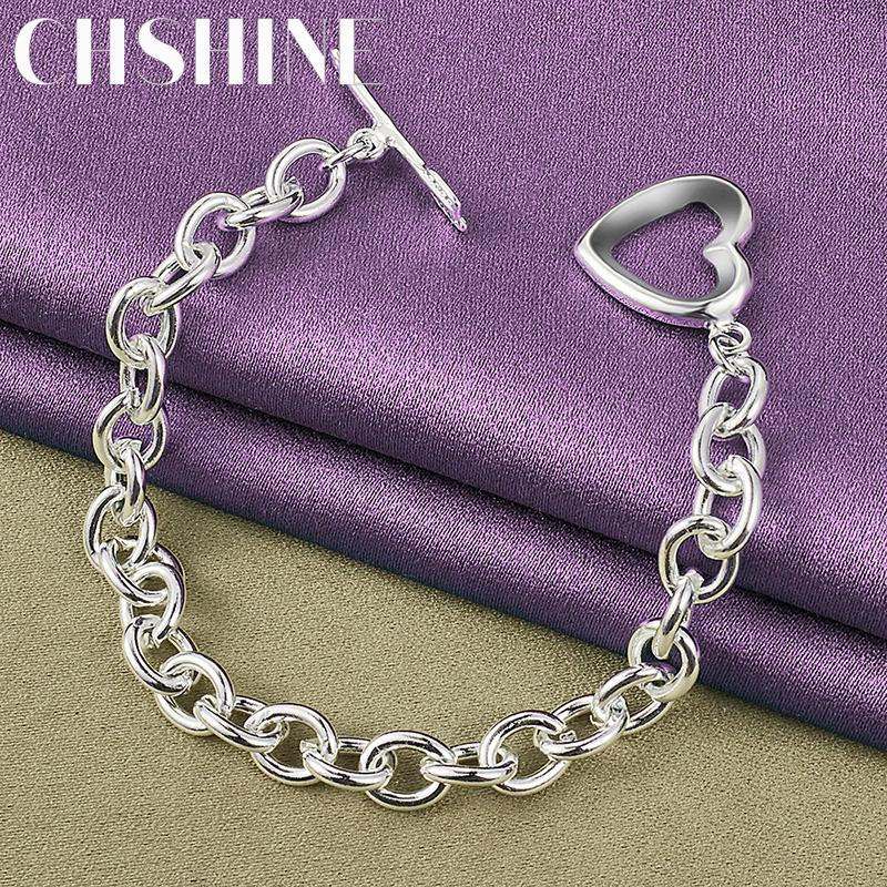 CHSHINE 925 Sterling Silver Charm Heart Bracelet For Women Wedding Party Fashion Fine Jewelry