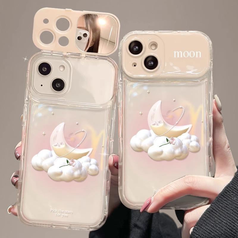 Подходит для Apple 15 Чехол для мобильного телефона Iphone14pro Smudge Cloud Moon Chain 13 Прозрачный Xs Flip Mirror 6