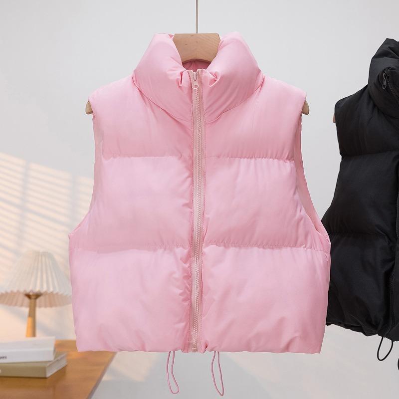 Хлопковый жилет женский короткий воротник-стойка толстый безрукавный жилет с подкладкой жилет жилет жилет куртка Tide