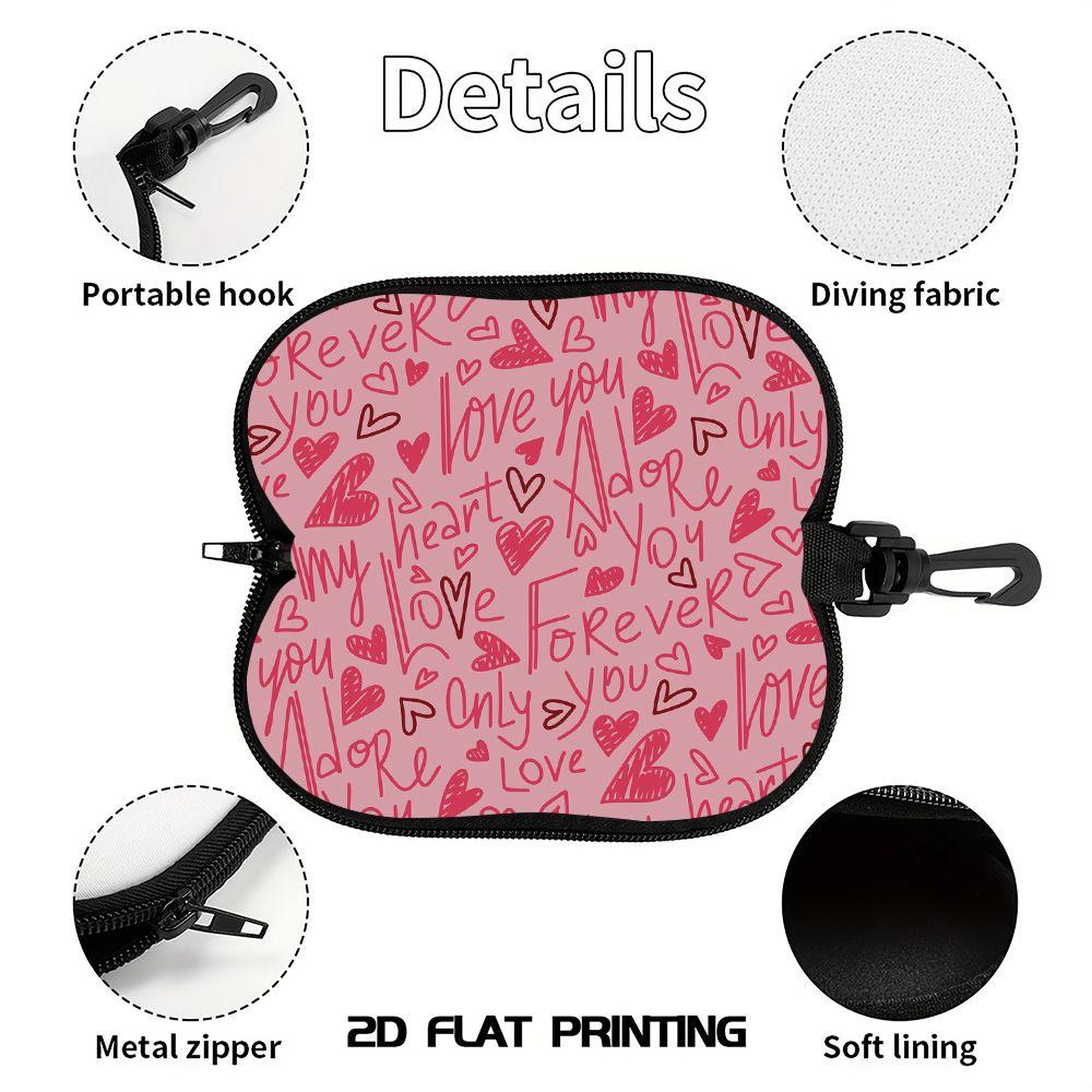 Pink Love Hearts Pattern Soft Eyewear Pouch,Portable Sunglasses Case,Scratch Resistant Protective Bag for Women Girls Travel Daily Accessories