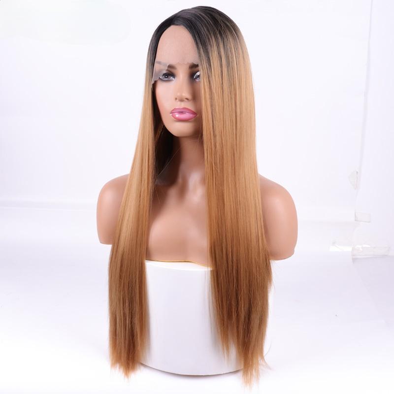 LISI HAIR Синтетический парик фронта шнурка, коричневый парик с естественной длиной волны, подходит для чернокожих женщин, термостойкий