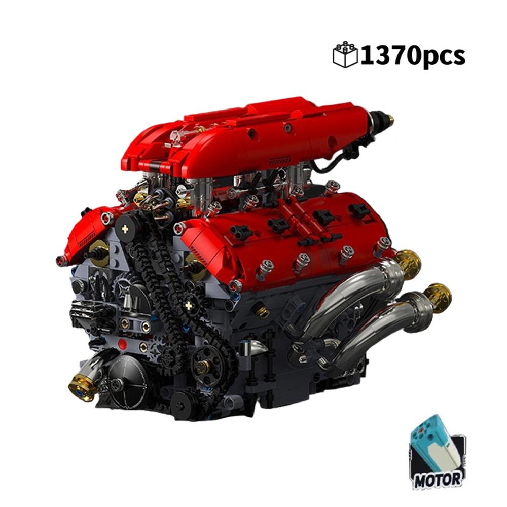 1370pcs Technical Building Blocks V8 Engine Model, MOC Mechanical Vehicle Simulation Bricks, Creative Toy Holiday Gift