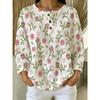 Cartoon Flower Pattern Waffle Knit Loose Drop Shoulder Pullover Shirt