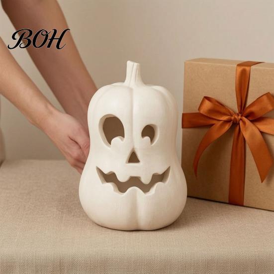 Small Pumpkin Statue Lantern Ornament, Resin Hollow Tabletop Figurine, Unique Holiday Gifts Decorative Table Centerpieces for Halloween And