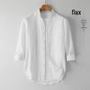 Men's Casual White Linen Shirt - Breathable, Loose-Fit, Three-Quarter Sleeve