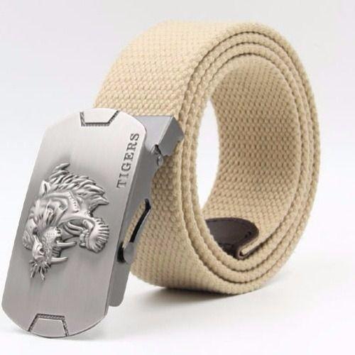 New Waist Belts Men Womens Unisex Cotton Canvas Fabric Webbing Black Buckle Belt Army Accessories