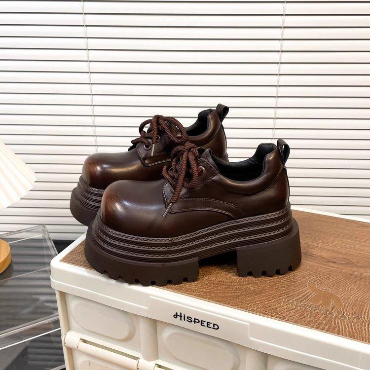 Платформа-маффин, большая голова, JK, маленькие кожаные туфли, женские, 2025, новые маленькие туфли-дерби, британский стиль, лоферы на шнуровке