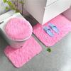 3 Pcs/set of Solid Color Bathroom Mat Set Fluffy Bristles Bath Blanket Modern Toilet Cover Blanket Set Rectangle