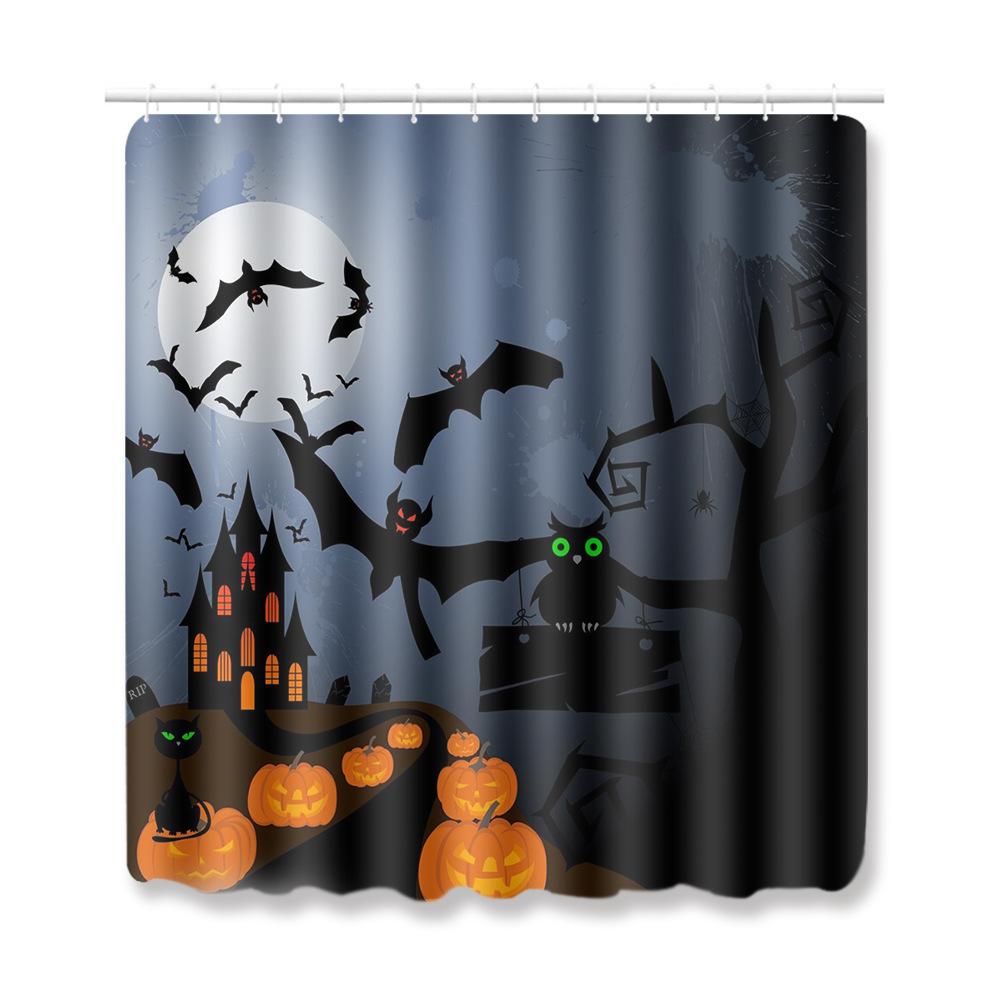 Halloween Bathroom Four-Piece Combination Set Bedroom Non-Slip Carpet Floor Mat Door Mat