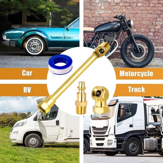 Набор из 4 шт. воздушного патрона с двойной головкой и закрытой шариковой шиной, воздушный патрон с резьбой 1/4 дюйма NPT, лента с штепсельной вилкой, адаптер для сверхмощного шинного патрона, манометр, компрессор