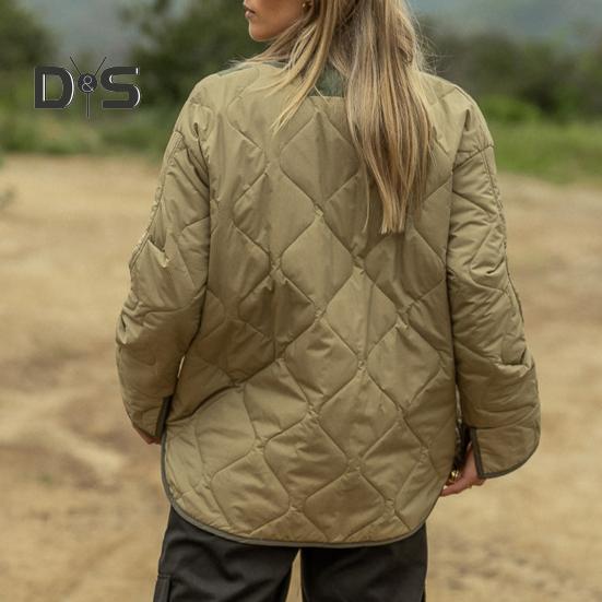 Женское зимнее пальто с двойными карманами, свободная однобортная куртка средней длины для повседневной носки, подходящая по цвету