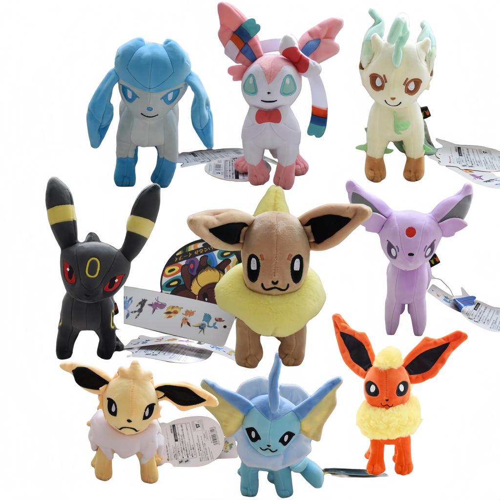 Plush New Eevee Evoli Sleep Plush Vaporeon Flareon Pikachu Peluche Sylveon Umbreon Stuffed Toys Cartoon Doll Gift